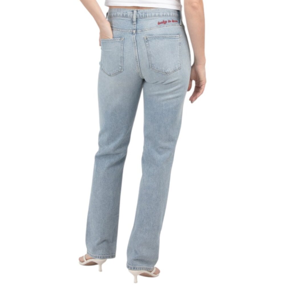 LUCKY BRAND Zoe High Rise Straight Leg Pants With Embroidered Accents - Picture 2 of 4